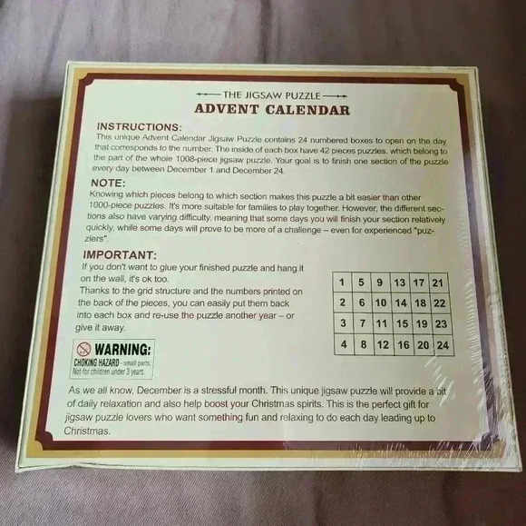 New Jigsaw Puzzle Advent Calendar Santa's Home 1008 Total Pieces Christmas - Picture 2 of 4